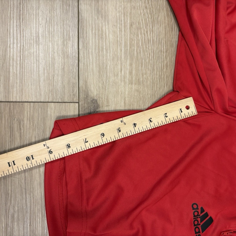 Adidas‎ Shorts Men Small Unlined Red 3 Stripe Athletic Soccer Training Polyester - Picture 4 of 8